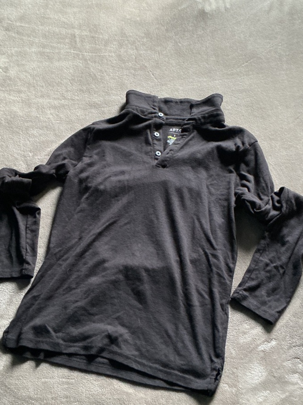 Apt. 9 Black Henley with Button Placket